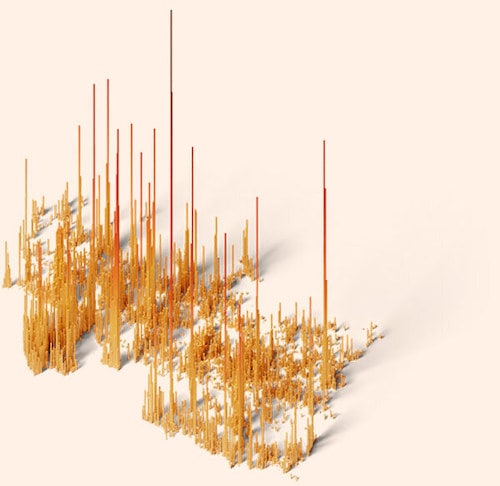 Population spike map of Uttarakhand in 1975