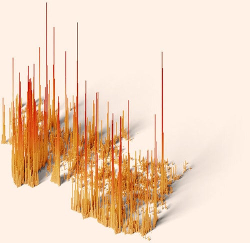 Population spike map of Uttarakhand in 2000