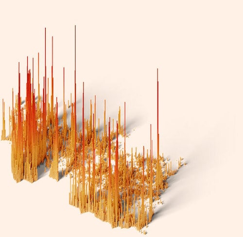 Population spike map of Uttarakhand in 2005
