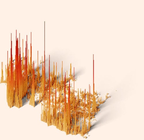 Population spike map of Uttarakhand in 2010