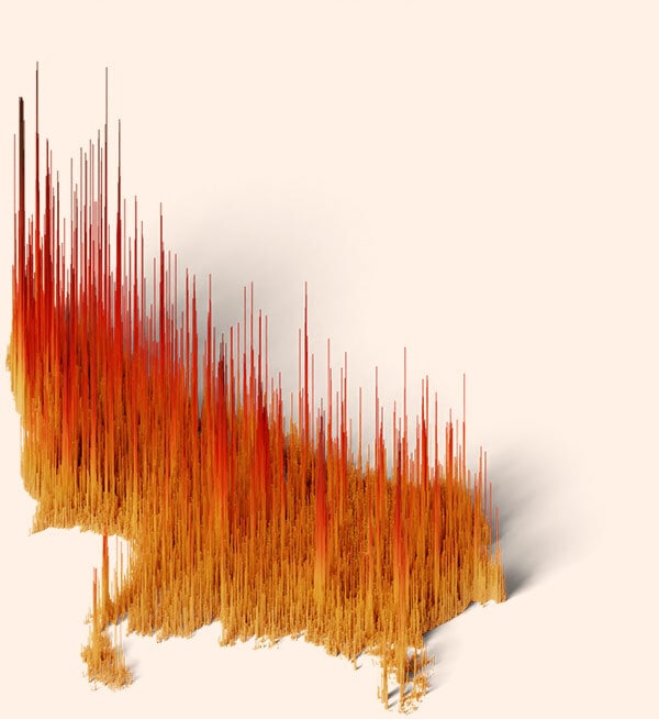 Population spike map of Uttar Pradesh in 2015