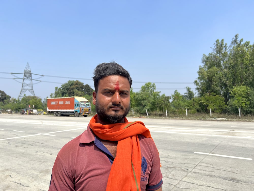 Cement pillars, part of construction of a road project Uttar Pradesh
